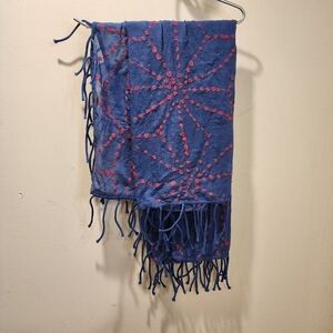 1937 accesories Blue and Pink 100% wool large Scarf